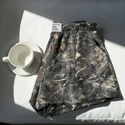 Women's Casual Loose Fit Shorts, Elastic Waist Adjustable Camo Print, Summer All-Season Versatile Pants, Sporty Style, Plain Design, Lady Bottoms, Womenswear, Casual Relaxed Shorts