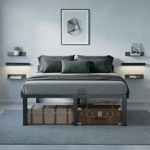 Heavy Duty Black Metal Bed Frame 14 Inch, Steel Slats Support, No Box Spring Required, Easy Assembly, Under Bed Storage, Twin/Full/Queen/King Sizes