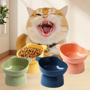 4PCS Elevated Cat Bowls with 15° Tilted Raised Feeders - Heavy-Duty Plastic Pet Food Water Dishes, - Cute Bowls Suitable for Cats Small Dogs,Outdoor Use