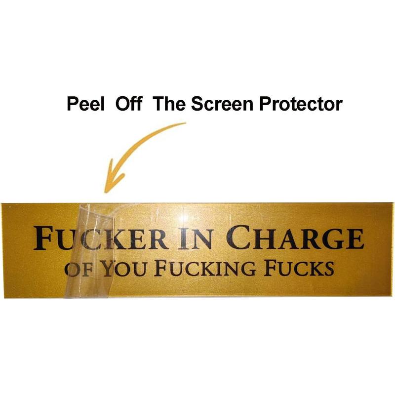 Fucker in Charge Office Desk Plate Sign - 8x2" Executive Desk Nameplate for Boss, Manager, and Coworker Gifts - (Brown)