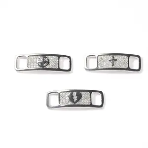 Hip-Hop Shoe Buckle Decor, Zircon-Embedded, Featuring Cross, Smiling Face and Broken Heart Designs