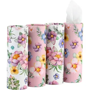 4Pcs Pink Color Car Tissues Holder with Facial Tissues For Travel