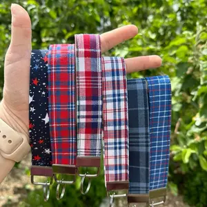 Red White and Blue Keychain Wristlets - Keyfob - Lanyard - Keychain Fabric - 6 Inch Cotton Strap with 4 Layers for Easy Identification & Durability