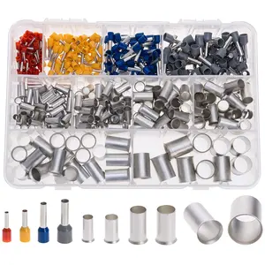 10-Sizes 16 14 12 10 8 6 4 2 1/0 2/0 Gauge Copper Wire Ferrules Assortment Kit Matte Tin  Pin Ferrules(390PCS KIT)