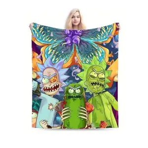 Rick and Morty Quotes Flannel Blanket Green Graffiti Art Pickle Rick Get Schwifty Wubba Lubba Dub Dub Print Soft Warm Fuzzy Throw Blanket Viral for Gamer Room Dorm Bedroom Sofa Couch Cozy Trendy Home Decor Funny Gift 2026 Holiday Gift