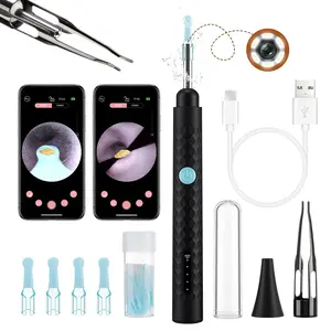 Smart Visible Earwax Cleaner with Tweezers, WiFi Connected APP Camera with LED Lights HD Endoscope, Ear Scoops , Essential Ear Cleaning Tool, Earwax Removal Kit