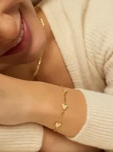 Women's Heart-Shaped Copper Bracelet, Heart Charm Bracelet, Adjustable Fit Casual Fashion Jewelry, Perfect Gift for Birthdays & Anniversaries