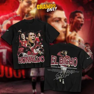 CHAMPS ONLY CR7 El Bicho Signature Heavy Cotton Tshirt For Soccer Fans Menswear Outfit, Gameday Shirt, Direct To Garment Breathable Print