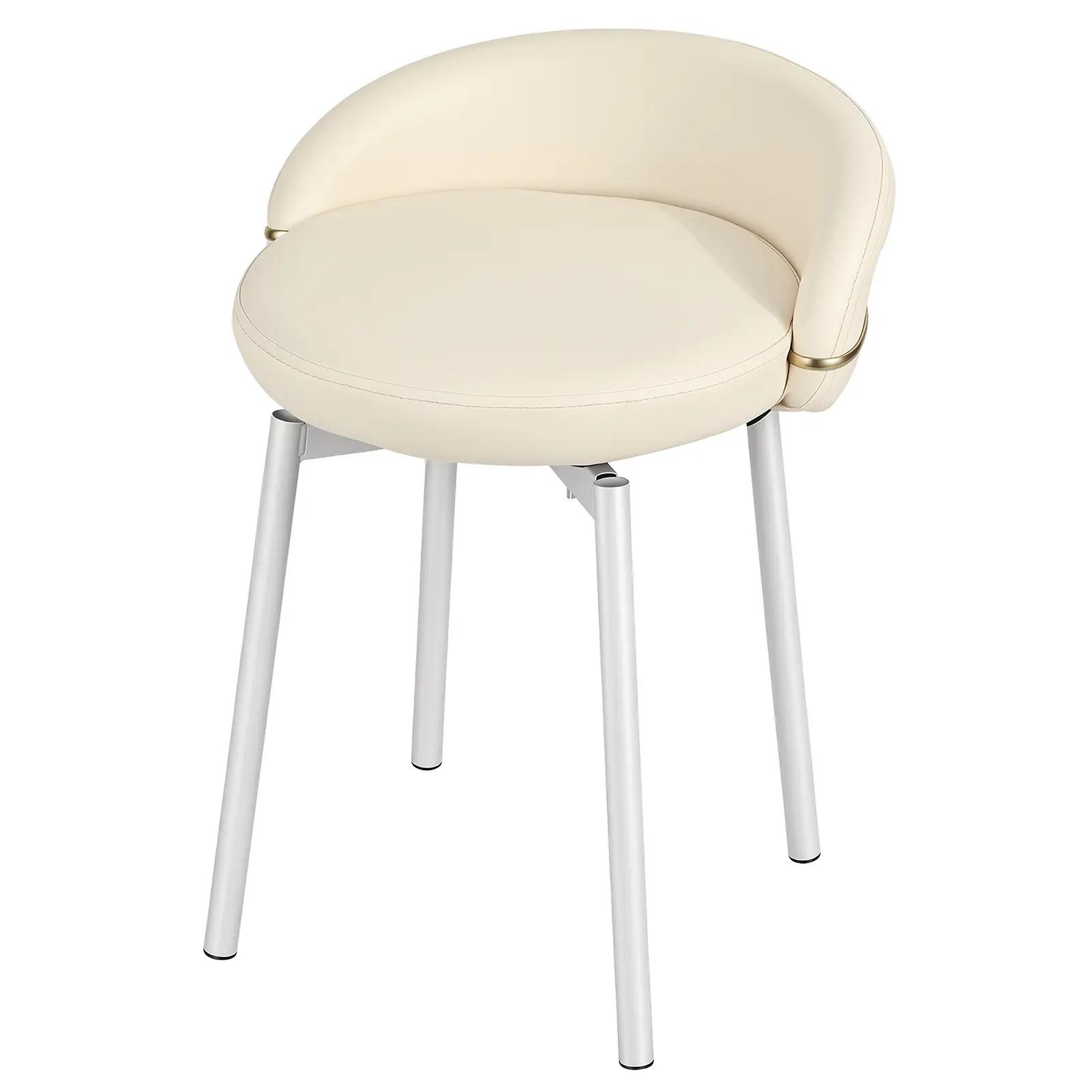 Armless Accent Chair, Modern Vanity Makeup Stool with Gold Metal Legs, Unique Backrest, Stable Base, Easy-Assembly Design for Bedroom Home Office Decor, Modern Accent Chair, Armless Accent Chairs