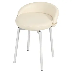 summervibes Modern Vanity Chair with Gold summervibes Metal Legs, Unique Backrest, Stable Base, Armless Makeup Stool for Bedroom, Easy Assembly, Home Office Decor