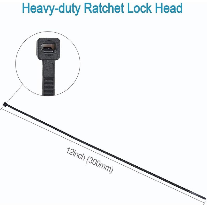 100pcs cable zip ties heavy duty 12 inch premium plastic wire ties with 50 pounds tensile strength selflocking black nylon zip ties for indoor and outdoor