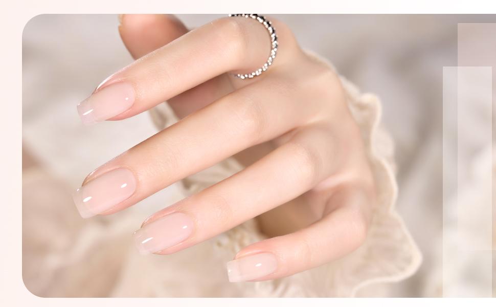 GAOY Milky Jelly Nude Gel Nail Polish Set, 6 Transparent Colors Sheer White Pink Soak Off UV Light Cure Gel Polish Kit for Salon and Nail Art DIY at Home