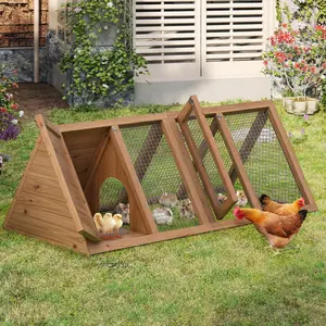Grezone Small Chicken Coop for 1-2 Chickens Rabbit Hutch Quail Coop Indoor Outdoor Bunny Cage House with Waterproof Roof & Ramp 47.2x23.2x17.7 Inches Wood