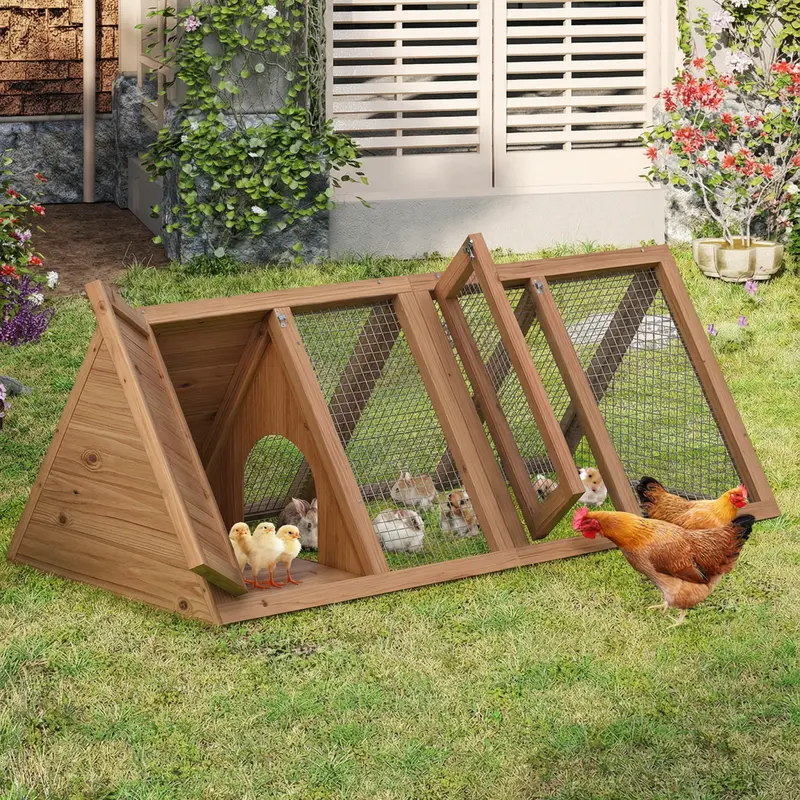 Grezone Wood Chicken Coop Enclosure (1–2 Bird Capacity, 47.2x23.2x17.7 Inches/47.2" (L) x 23.2" (W) x 17.7" (H)) - Double-Door Hutch, Indoor/Outdoor Dry Shelter with Waterproof Roof, Quick-Access Ramp, Small Space-Fit Farm Pet Cage for Ducks/Rabbits famil