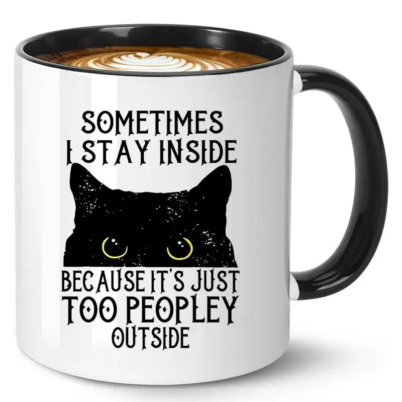 Cat Pattern Coffee Mug, Funny Mug, 11OZ Ceramic Coffee Mug, Coffee Cup for Home Office Use, Party Gift for Friend & Family, Drinkware,BEST GIFT FOR PET LOVERS - Adorable Cat Illustration Coffee Mug