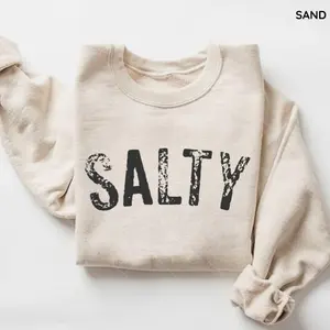 Salty Sweatshirt, Retro Summer Beach Crewneck Shirt, Women Favorite Top, Apparel, Today Shirts, Women's Outfits, Top Favourite Tee