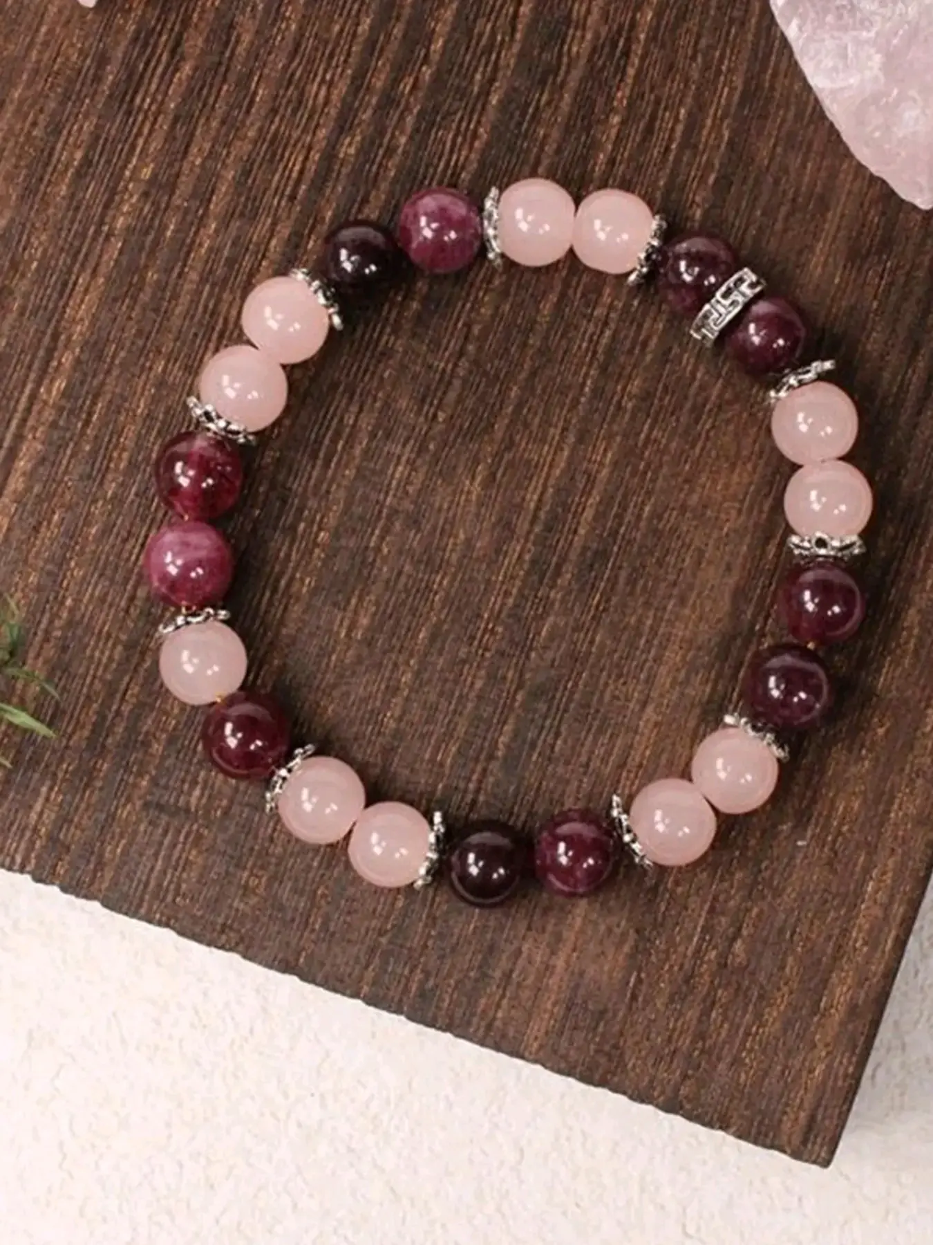 Self-Care Meaningful Bracelet, Handmade Quartz Strawberry Garnet Beaded Necklace, Unisex Fashion Accessory for Men and Women