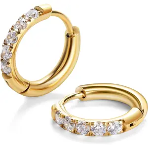 Drperfect Sleeper Earrings - 8mm Tiny Huggie Hoop Earrings for Women and s with AAAAA Cubic Zirconia -  Plated Stainless Steel Rainbow Hoops