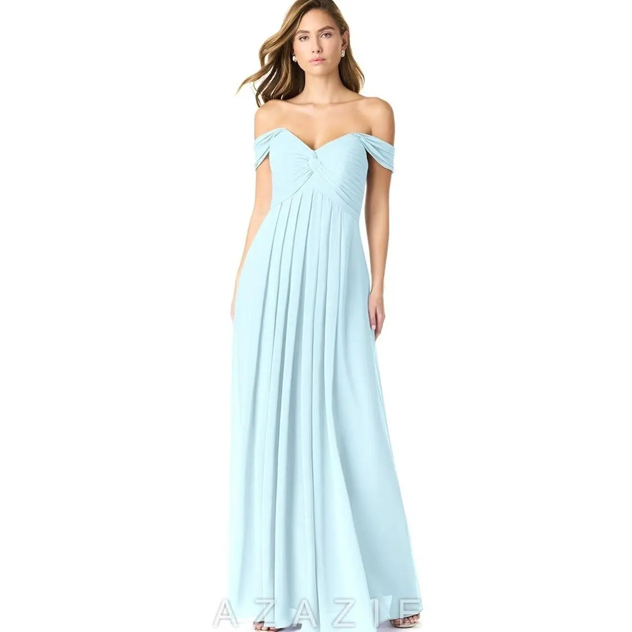 Azazie Kaitlynn Black Empire Ruched Chiffon Convertible Dress