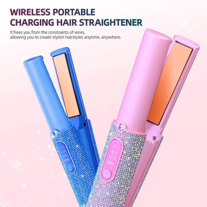Cordless curling irons and flat iron, Portable straightener iron for Travel, Mini 5000mAh Hair Styling Tool, Heats Up in 30 Seconds to 410°F, Diamond Design, Hair Styling Tool for Women and Teen Girls, Trendy Stuff, Perfect Valentine’s Day Gift for Girls