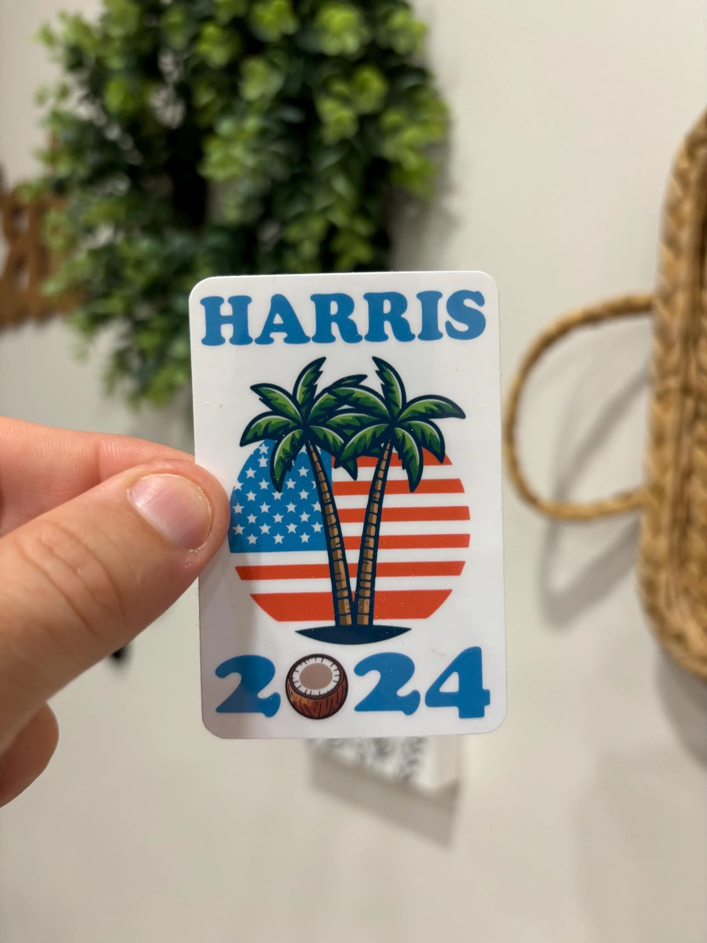 Kamala Harris 2024, kamala sticker, kamala 2024 sticker, kamala for president sticker, Kamala coconut sticker, Sticker Size 2"x2", 3"x3", 4"x4", 5"x5", and 6"x6"