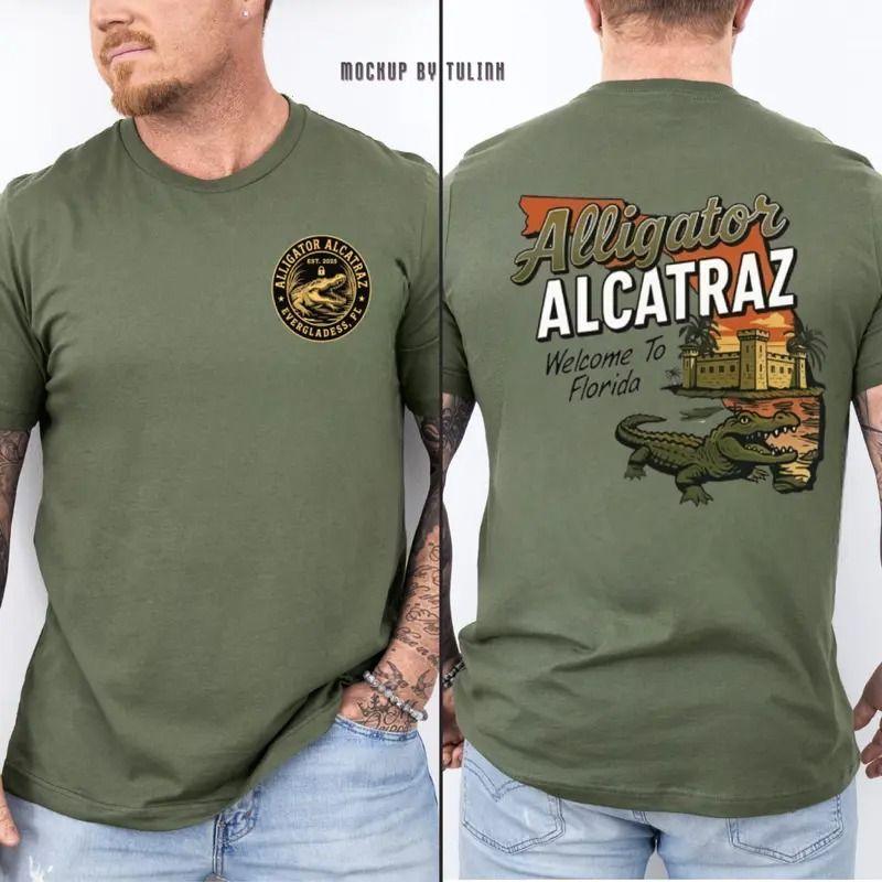 Allligator Allcatra Welcome To Florida Gator Tee, Florida Everglades Parody Graphic T-shirt, Unisex Casual Top for Men and Women, Daily Wear	