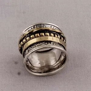 Geometric carving ring can be rotated to relieve anxiety index finger ring fashion accessories
