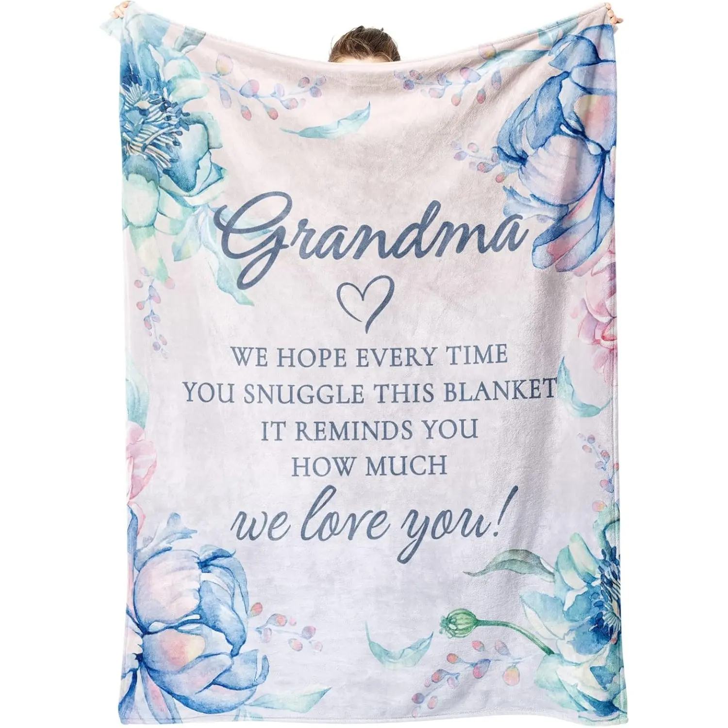 Flannel Cozy Soft Warming Throw Blanket - Heartfelt Gift for Grandma from Grandkids, 50"x60", for Christmas, Birthday, Flannel Cozy Blanket, Heartfelt Gift Blanket