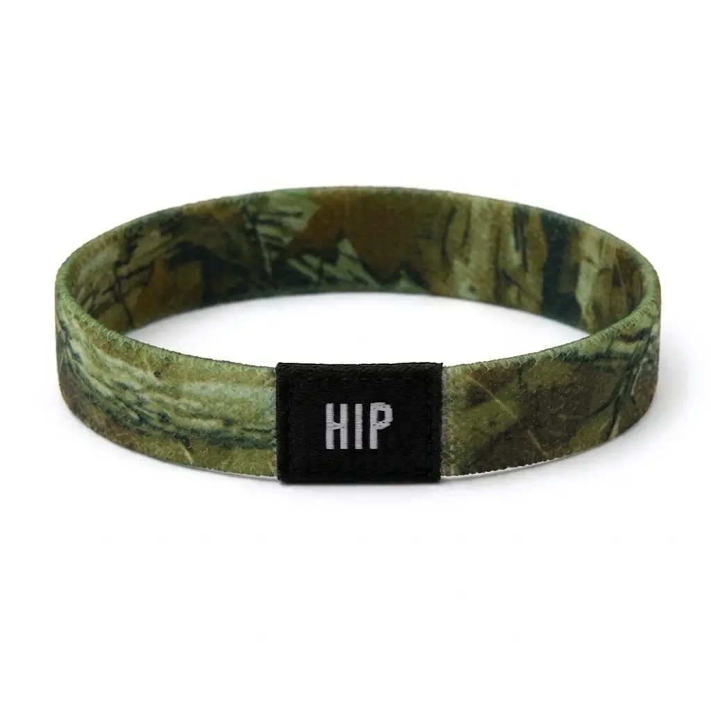 Green Mossy Woods Hunting Camo Print Bracelet Hair Tie