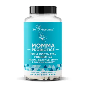 Eu Natural MOMMA Prenatal Probiotics Mom & Baby – Gut and Digestive Postpartum, Nursing, Morning Sickness Pregnancy Relief – 18 Clinically Proven Strains, 14 Billion CFU, Prebiotic – 30 Mini Vegan Capsules