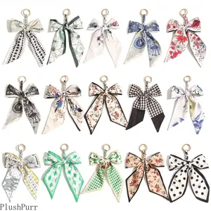 New Creative Hand-Woven Silk Scarf Bowknot Keychain Charm, Trendy Cute Bag Charms, Versatile Purse Chain Accessory for Women's Sports Bags, Summervibes