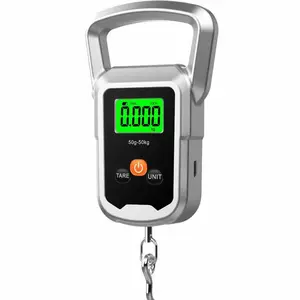 Digital Fishing Scale 50kg Handheld, Spring Load Sensor, Lightweight Portable Design, Precision Measurement Tool, Battery Not Included