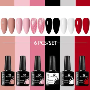 Gel Nail Polish Set, 6pcs/set Color Gel Polish Semi Permanent UV LED Soak Off Manicure Nail Varnish, Nail Art Creativity Gel Set, Suitable for Home and Salon Use