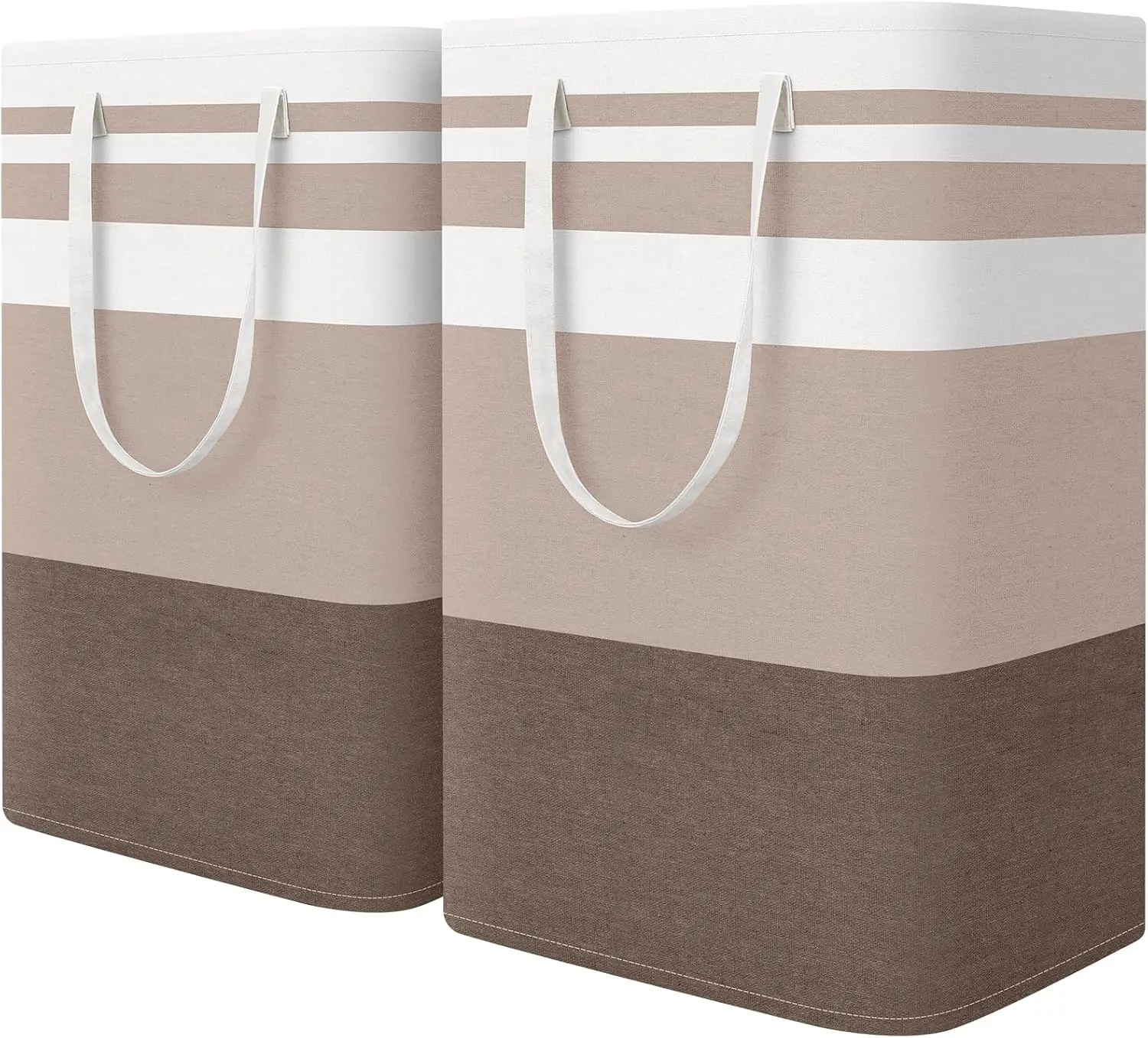 HomeHacks 2 Pack Large Laundry Baskets, Laundry Hampers Bags (Khaki 75Lx2)