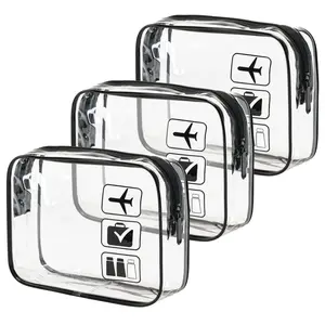 TSA Approved Toiletry Bag, 3 Pcs Clear Toiletries Bags Quart Size Travel Makeup Cosmetic Bag for Women Men, Carry on Airport Airline Compliant Bag