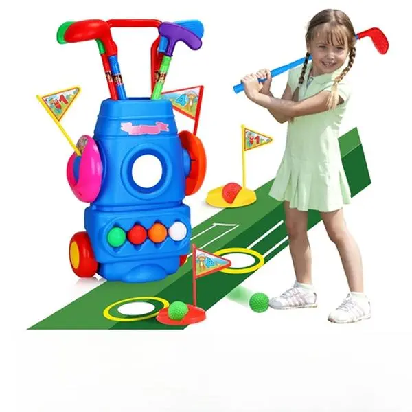 Toddler Golf Play Set - 4 Balls, 4 Clubs, 2 Holes, 2 Flags, Golf Cart Toy, 55x27x14cm, 636g, Bright Colors, Balance Training, Indoor Outdoor Birthday Gift for 3-5 Years Old-4480, 21.65X10.62x5.51in-4480, 3 - 4 Years