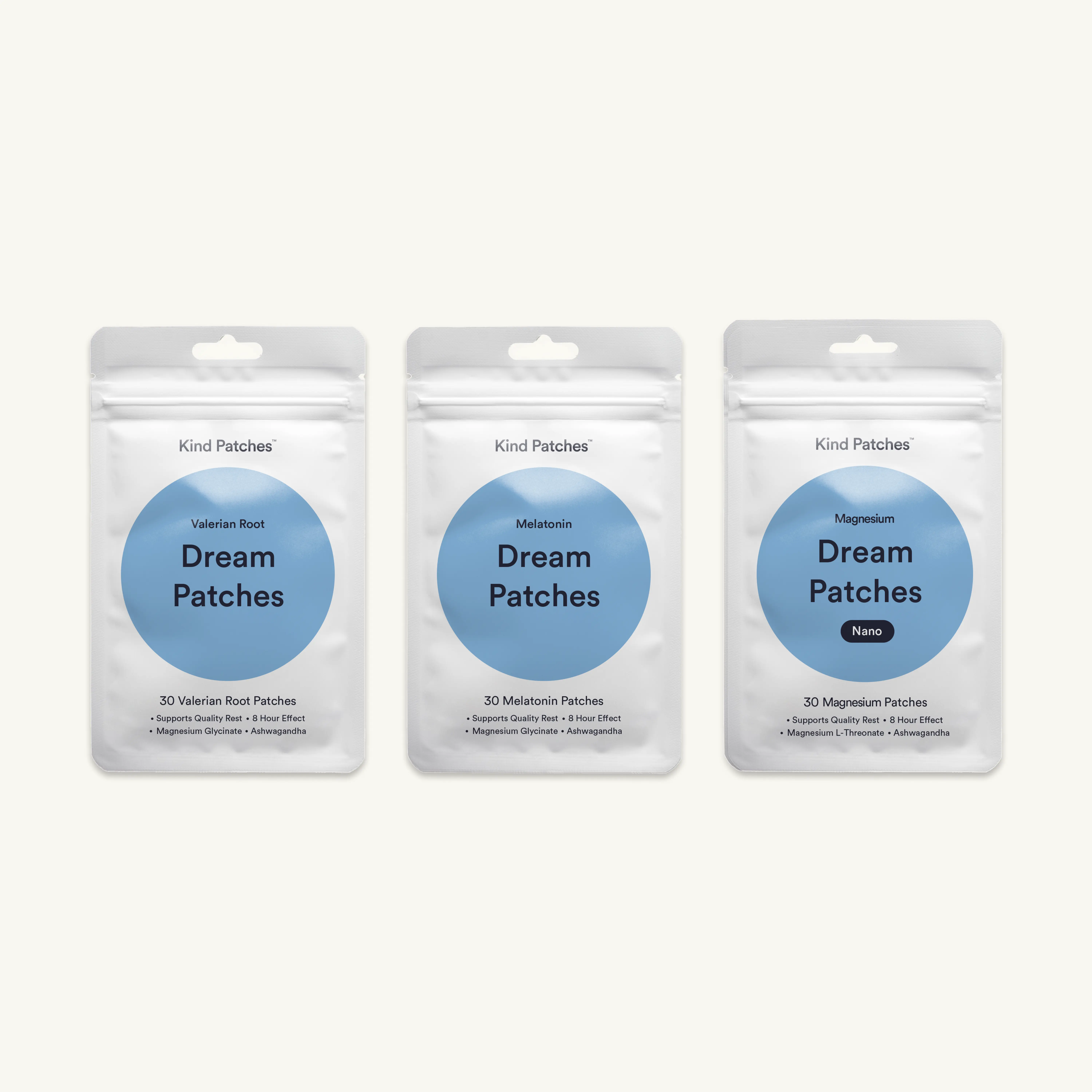 Kind Patches Dream Sleep System Bundle, Dream Magnesium Patches + Dream Melatonin Patches + Dream Valerian Root Patches, 3 Packs, Relaxation, Restful Sleep, Nighttime Support