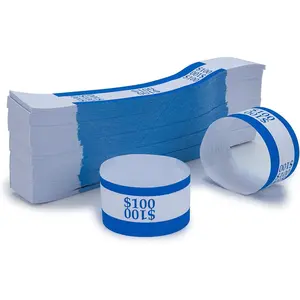 Pack of 500 Currency Band Self Sealing Currency Straps Bands Money Bill Wrappers (Blue $100-500 PCS)