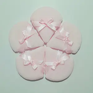 3-Piece Bow Puff Suit-Soft Cotton Triangle Makeup Sponge, Suitable for Face Powder and Finishing Powder, Fragrance Free, Suitable for All Skin Types