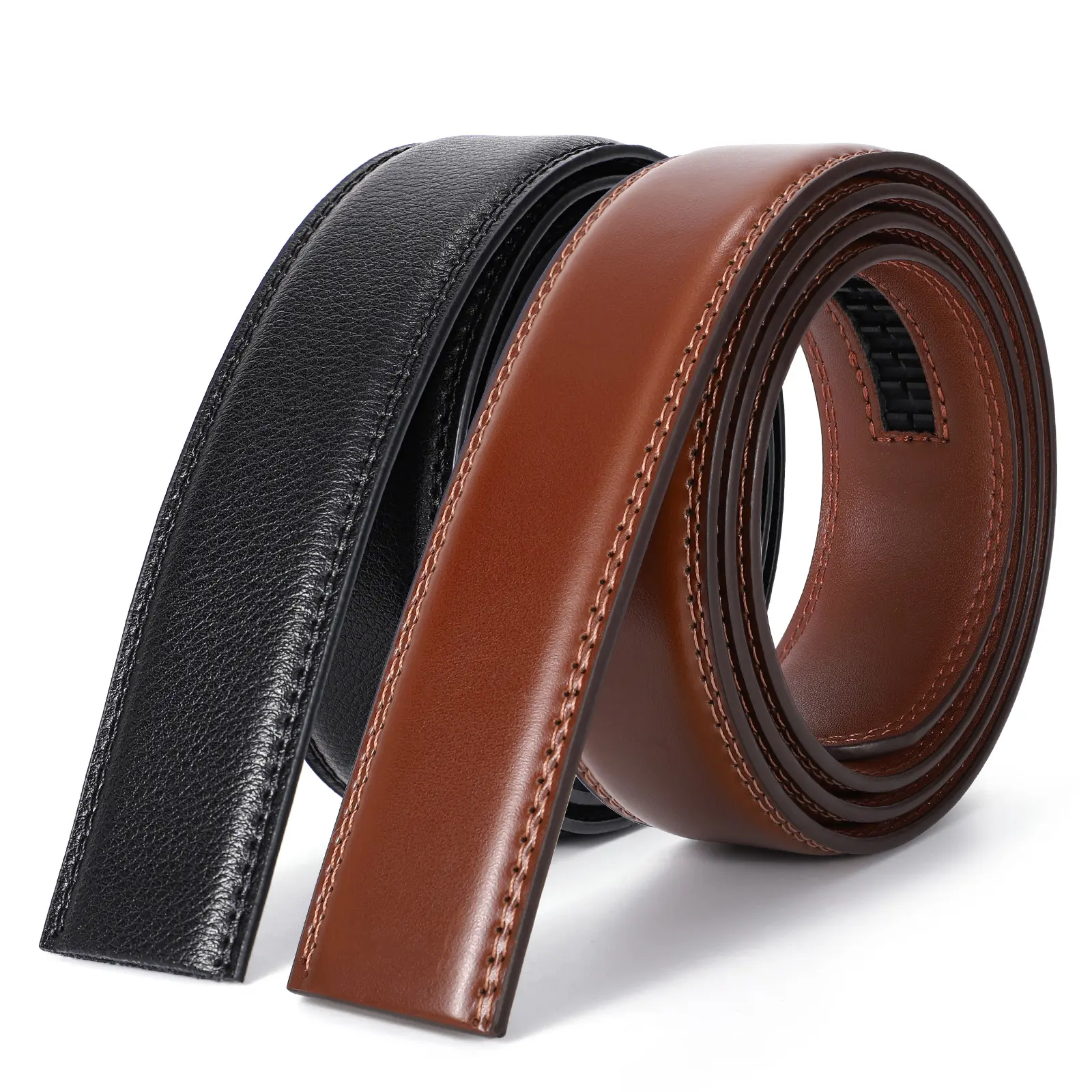 Men's Ratchet Strap, 35mm Genuine Leather Replacement Belt, Fits 40mm Automatic Slide Buckles, Strap Only Without Buckle, Accessory, Stay Dry, Clothes, All Year Round, 100% Leather Men's Belts, Adjustable Strap Men's Belts