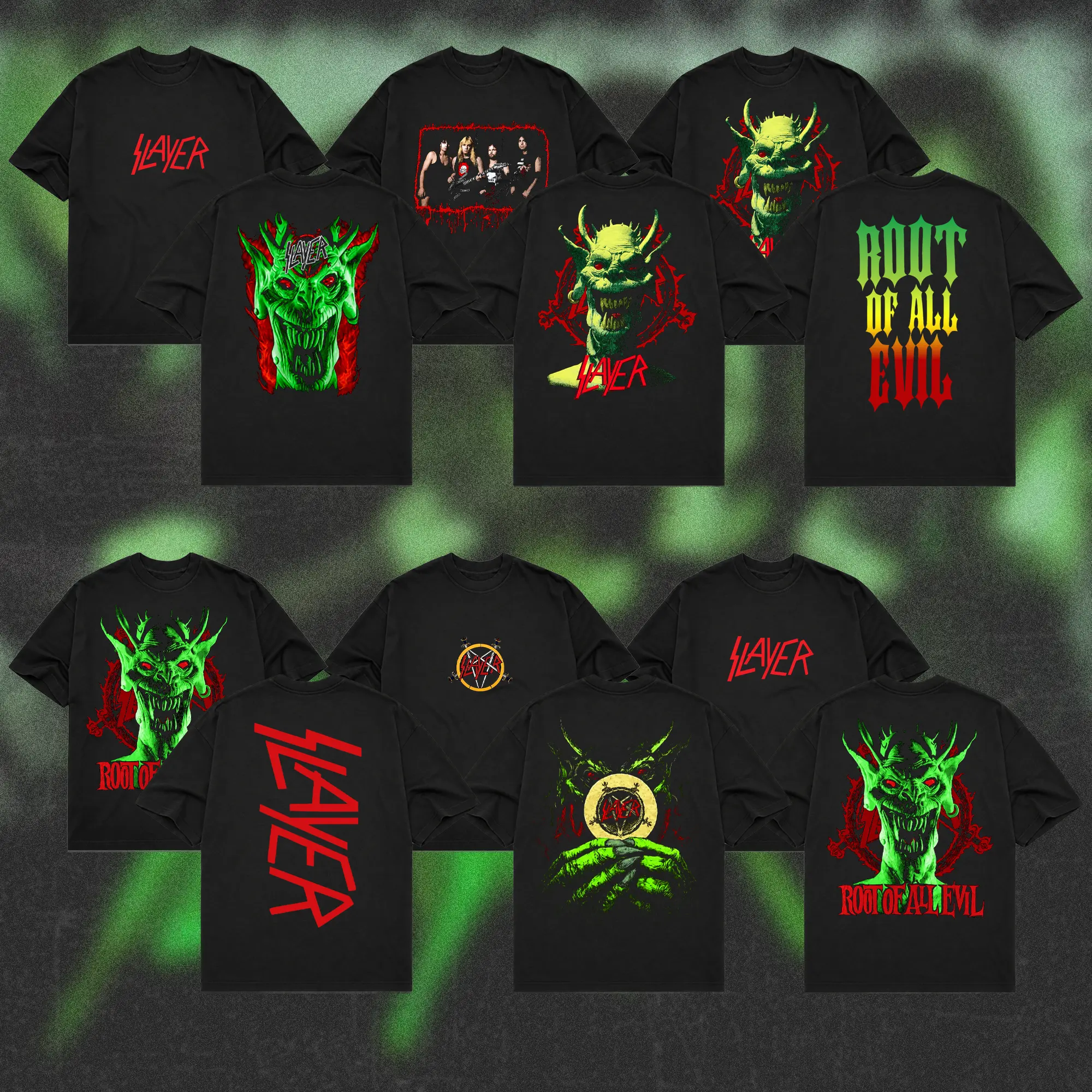 [COLLECTION] Slayer Band Tour T-Shirt, Old School Thrash Metal Graphic Tee, Heavy Metal Shirt, Rock Aesthetic Music Tee, Distressed 80s Speed Metal Graphic T-Shirt, Gift for Metalheads, Unisex Rock Shirt for Men & Women