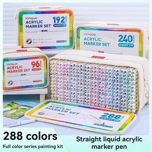 96 Color Acrylic Paint Marker Pen Set, Christmas Gift, Soft Brush Tips, Handbag Style with Storage Base, Waterproof Art Brushes, Acrylic Drawing Markers