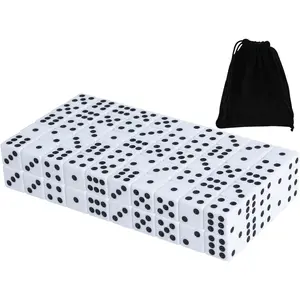 50 Pack 16MM White Dice - Six Sided Standard Opaque White Dice with Black Pips Dots for Board Games