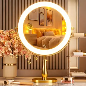 Professional 8" Large Lighted Makeup Mirror with  Lights, 1X/10X True  Magnifying Mirror with 3 Color Dimmable Lights, 92 Shadowless LEDs, 360?Swivel Seamless  Mirror,