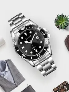 Men's Fashionable Steel Band Quartz Watch, Casual Analog Watch, Casual Round Dial, Submariner Style