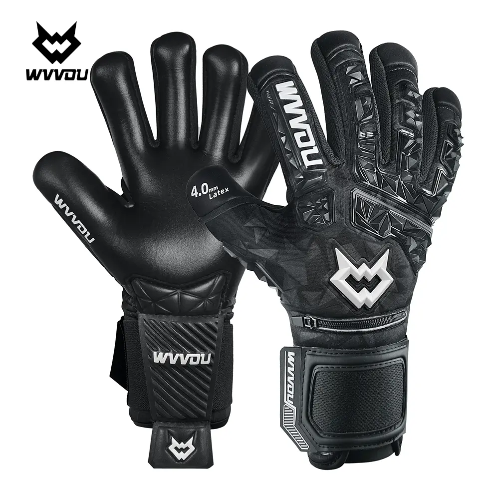 WVVOU Guardian 2.0 Adult-Youth Football Goalkeeping Gloves, 4mm Sticky Latex Palm with Palm Reinforcement Patch, 5 Removable Finger Saves, Drop Molding Tech, Nylon-Rubber Training Equipment for Sports Protection