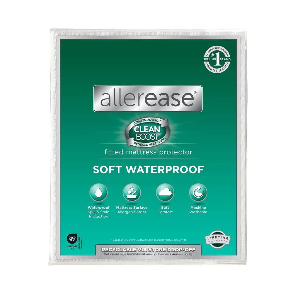 Allerease King Clean Boost Waterproof Fitted Mattress Protector: Hypoallergenic OEKO-TEX Certified
