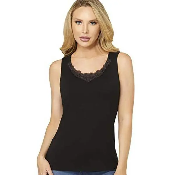 Alessandra B Crochet Neckline Cotton Tank Top Underwire Camisole - M3703