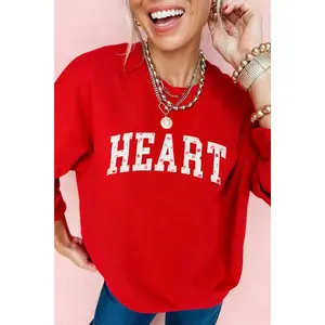 HEART Embroidered Patched Graphic Valentine Sweatshirt