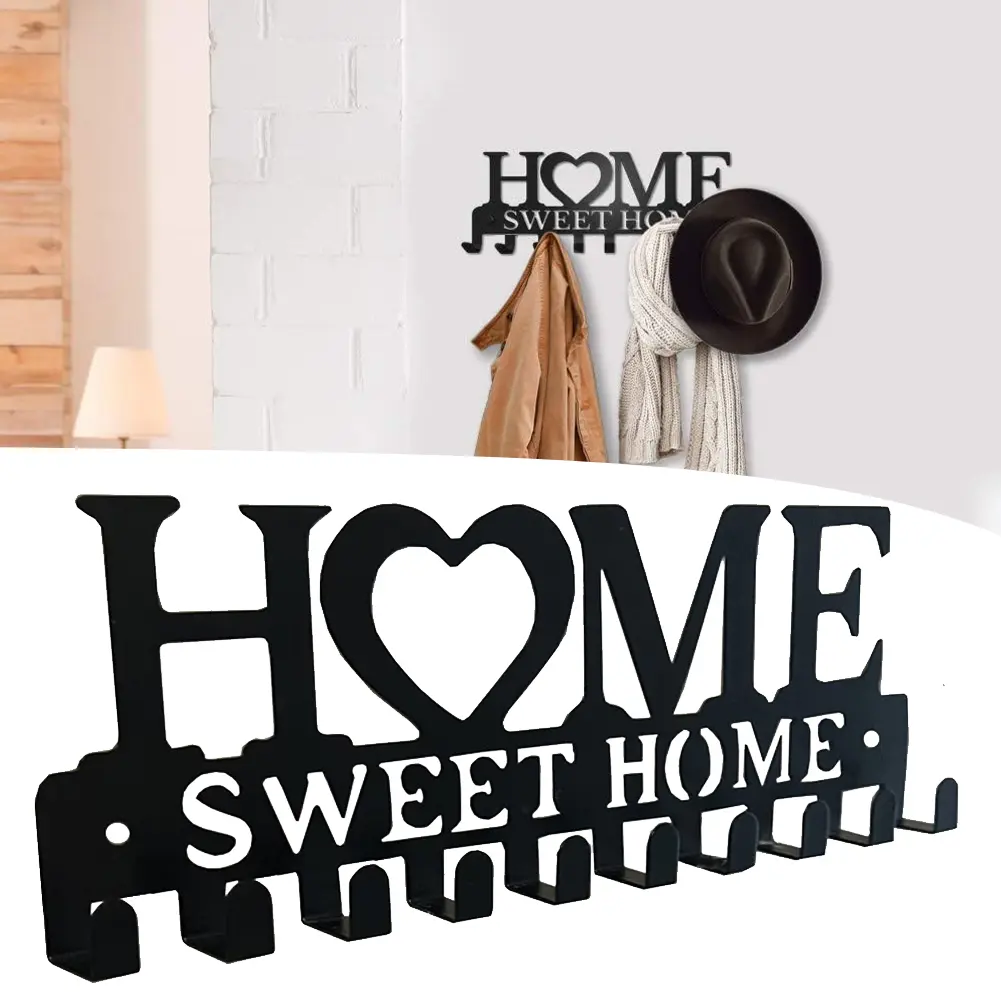10 Hooks Wall Mount Metal Key Holder,  Key Rack Organizer, Decorative Key Hanger for Entryway, Hallway, Doorway Home Storage